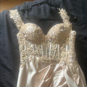 Elegant Champagne Embellished Prom dress